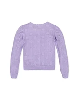 Hope & Henry Girls' Scallop Edge Mesh Dot Cardigan