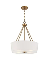 Possini Euro Design Saffira Warm Gold Pendant Chandelier Lighting 20" Wide Modern Off-White Linen Drum Shade 4