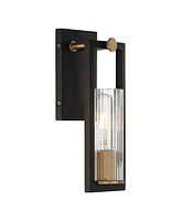 Stiffel Ramos 11 1/2" High Black and Brass Modern Wall Sconce