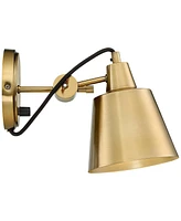 Possini Euro Design Capetown Modern Wall Sconce Lighting Warm Brass Gold Hardwired 5 3/4" Wide Fixture Up Down Swivel Head for Bedroom Bathroom Vanity