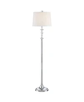 360 Lighting Montrose Glam Standing Floor Lamps 61" Tall Set of 2 Polished Steel Silver Crystal Glass White Fabric Drum Shade Decor for Living Room Re