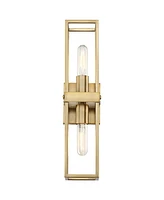 Fabrian Modern Wall Sconce Lighting Warm Brass Hardwired 18 3/4" High 2-Light Fixture Rectangular Open Frame for Bedroom Bathroom Bedside Living Room