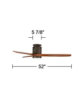 52" Windspun Modern 3 Blade Low Profile Hugger Indoor Ceiling Fan with Light Led Dimmable Remote Oil Rubbed Bronze Walnut Wood for House Bedroom Livin