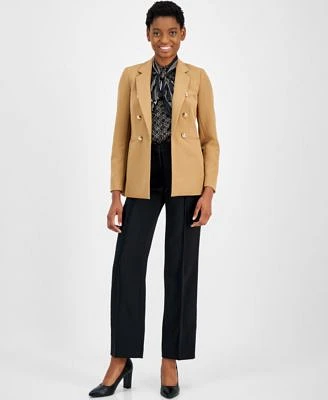 Anne Klein Womens Faux Double Breasted Jacket Tie Neck Blouse Pants