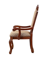 Luxury Brown Fabric Dining Chairs (Set of 6) Black Legs