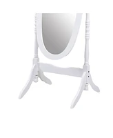 Traditional Queen Anna Style Wood Floor Cheval Mirror, White Finish