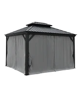 Streamdale Furniture 10x12ft Hardtop Gazebo with Netting & Curtain