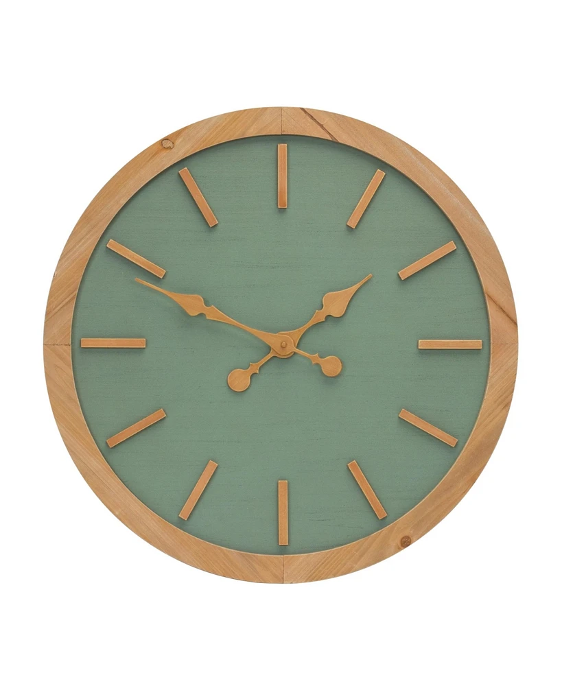 Slickblue Sage Green Wood Wall Clock Elegant Timepiece for Home Decor