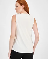 Anne Klein Women's Sleeveless Pleat-Front V-Neck Top