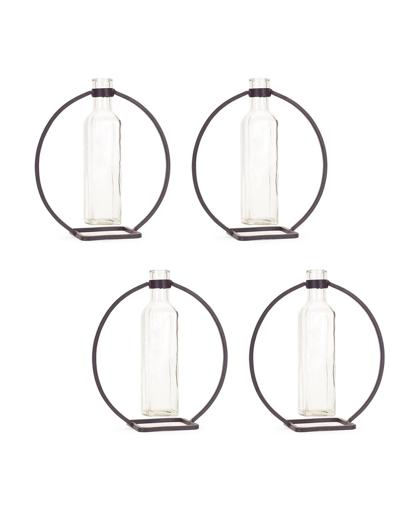 Slickblue Modern Hanging Bottle Vase In Circle Stand (Set of 4)