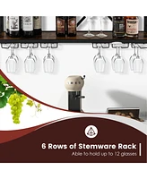 Slickblue Wall Mounted Wine Rack for 39 Bottles and 12 Glasses