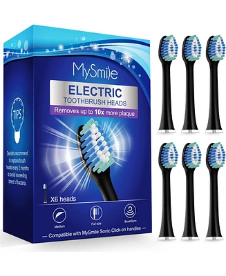 MySmile Electric Toothbrush Replacement Heads, 6 Packs