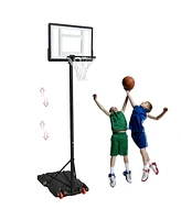 Givimo Basketball Hoop 32in Backboard Height Adjustable Portable Basketball System with 2 Wheels for Kids Adults, Removeable Basketball Hoop