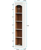 Tribesigns 70.9-Inch Tall Narrow Bookcase, 5-Tier Cube Bookshelf with Storage, Modern Slim Corner Display Shelves for Home Office