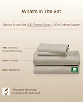 California Design Den Luxury Bed Sheets Set - 800 Thread Count 100% Cotton Sheets, Deep Pocket, Soft