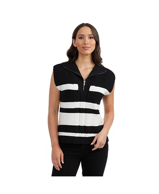 Ellen Tracy Women's Sleeveless Half Zip Sweater Vest