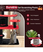 Slickblue Gothic Cat Tree with Cat Bed Cat Condo and Sisal Scratching Post-Black & Red