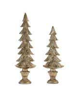 Slickblue Set of 2 Pine Trees on Pedestals: Charming Decorative Accent