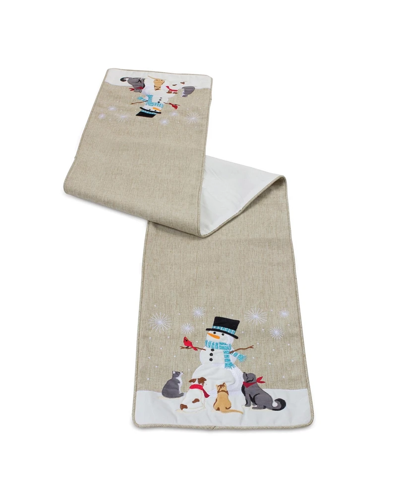 Slickblue Embroidered Snowman Holiday Table Runner 70"l