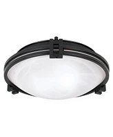 Possini Euro Design Art Deco Modern Ceiling Light Flush Mount Fixture Oil Rubbed Bronze 12 3/4" Wide Marbleized Glass Bowl Shade for House Bedroom Hal