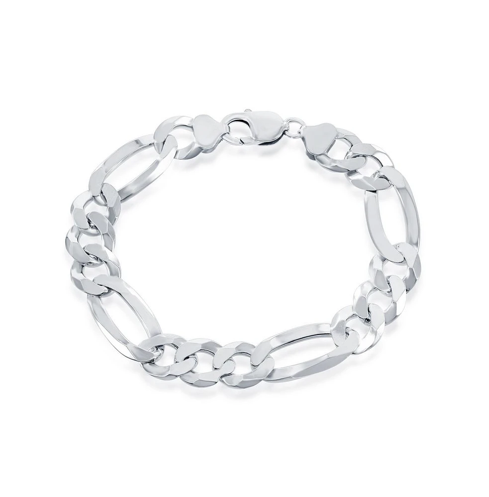 Simona Sterling Silver 13.3mm Figaro Chain - Rhodium Plated