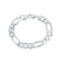 Simona Sterling Silver 13.3mm Figaro Chain - Rhodium Plated