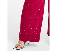 Nina Parker Trendy Plus Embellished Rib-Knit Pants