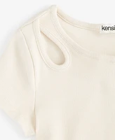 kensie Big Girls Keyhole-Cutout Top