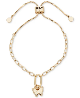 Dkny Gold-Tone Butterfly Chain Slider Bracelet