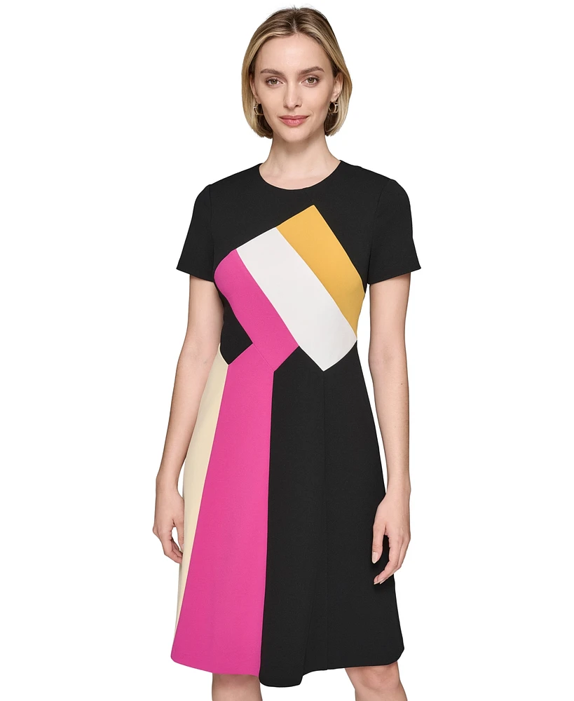 Karl Lagerfeld Paris Women's Colorblocked A-Line Dress