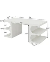 Tribesigns Wood Executive Desk, 62 Inches Computer Desk, Large Office Desk with Shelves, Extra Long Writing Desk for Home, Modern Individual Workstati