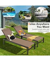 Gymax Set of 2 Aluminum Patio Chaise Lounge Outdoor Adjustable Lounge Chair W/ 6-Position Backrest