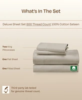Luxury Bed Sheets Set - 800 Thread Count 100% Cotton Sheets, Deep Pocket, Soft