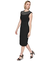 Karl Lagerfeld Paris Women's Faux-Pearl-Trim Dress