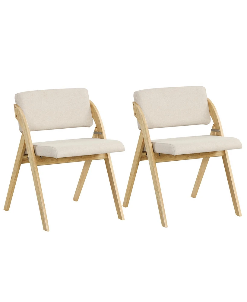 Slickblue Set of 2 Folding Kitchen Dining Chairs with Rubber Wood Legs