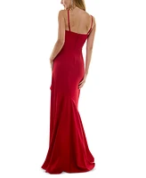 City Studios Juniors' Rhinestone-Trim High-Low Gown