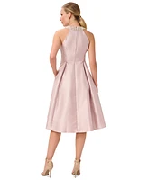 Adrianna Papell Beaded-Neck Mikado Dress