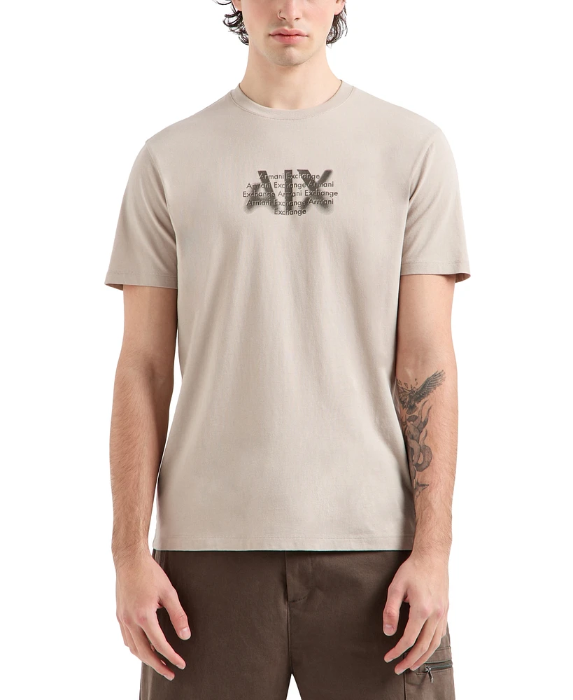 A|X Armani Exchange Men's Short Sleeve Crewneck Graffiti Logo T-Shirt