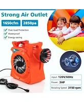 Costway 3 Hp/2200W Air Blower Commercial Inflatable Bounce House Blower for Water Slide