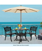 Sugift 36 Inch Patio Round Dining Bistro Table with Umbrella Hole