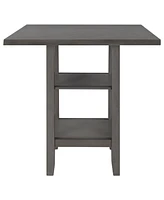 Streamdale Furniture Modern Square Dining Table with 2-Tier Storage