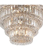 Vienna Full Spectrum Magnificence Brushed Satin Nickel Chandelier 32 3/4" Wide Modern Dimmable Led 7-Tier Faceted Clear Crystal Glass 29-Light Fixture