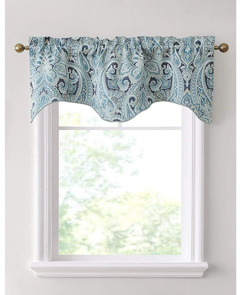 Hlc.me Paris Paisley Thermal Insulated Decorative Rod Pocket Short Scalloped Curtain Valance for Kitchen, Bathroom