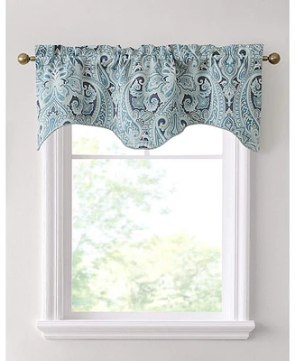 Hlc.me Paris Paisley Thermal Insulated Decorative Rod Pocket Short Scalloped Curtain Valance for Kitchen, Bathroom