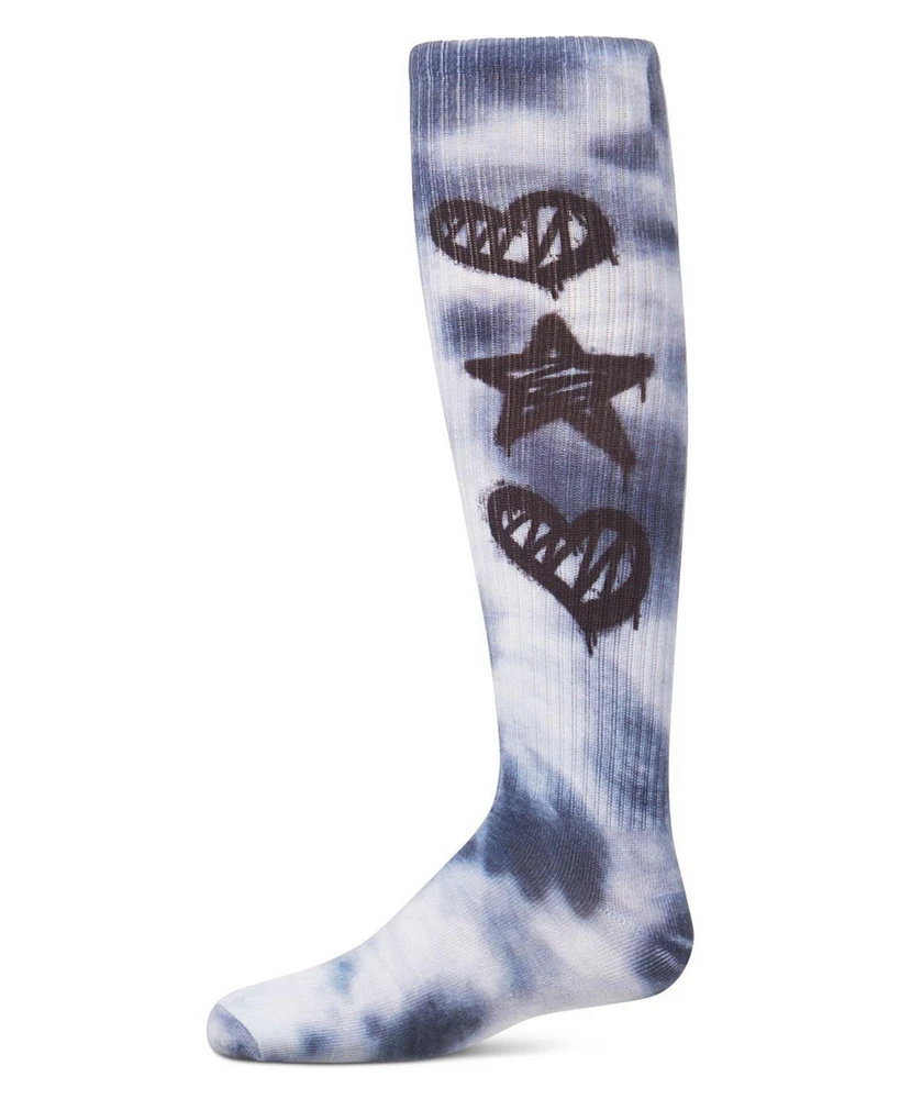 MeMoi Little Girls Tie Dye Graffiti Shapes Knee High Socks