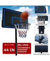 Skonyon 7.5-10FT Portable Adjustable Height Basketball Hoop Goal System with 44-in Shatterproof Backboard