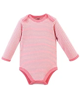 Touched by Nature Baby Girls Organic Cotton Long-Sleeve Bodysuits 5pk, Rosebud, 18-24 Months