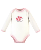 Touched by Nature Baby Girls Organic Cotton Long-Sleeve Bodysuits 5pk, Rosebud, 18-24 Months