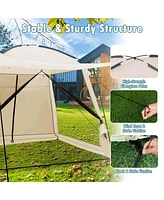 Costway Screen Dome Camping Tent for 6-8 People with 4-Side Mesh Walls Carrying Bag