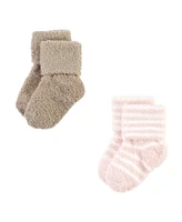 Hudson Baby Girls Cozy Chenille Newborn and Terry Socks